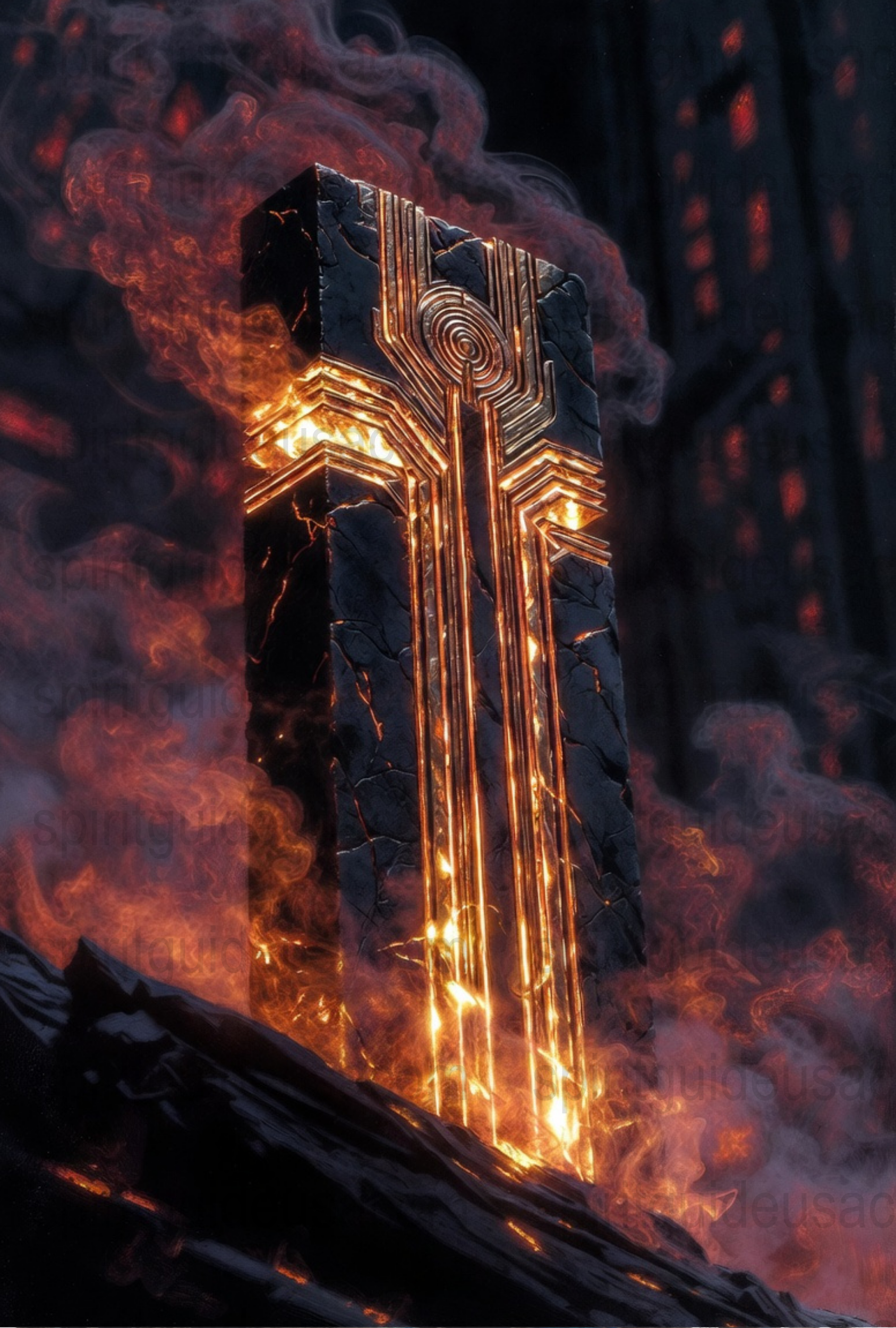 Glowing Lava Stone Canvas Print, Abstract Fiery Volcanic Art, Home Decor Wall Art, Unique Molten Rock Design, Fantasy Inspired Decorative