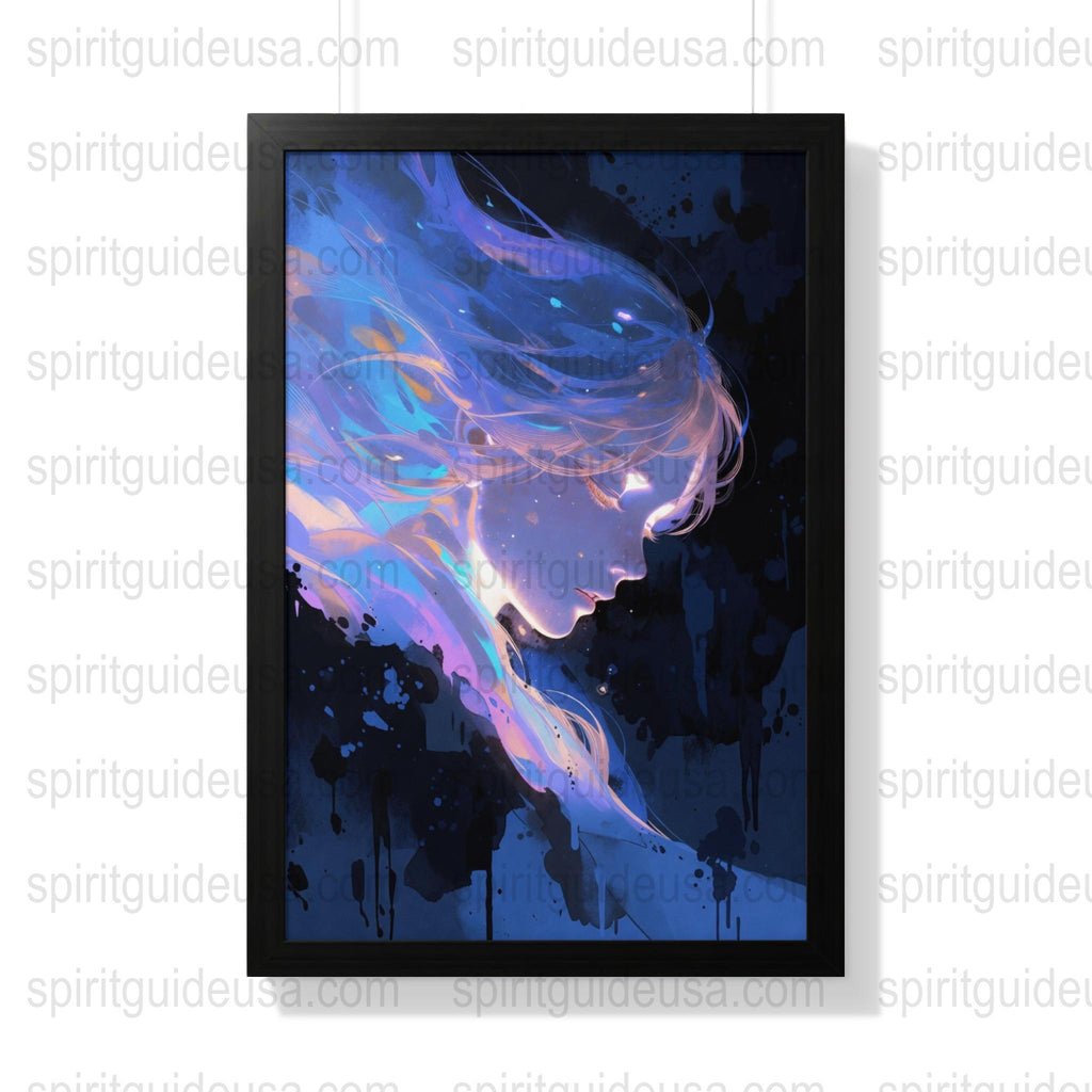 Abstract Cosmic Art Print, Blue and Purple Nebula Wall Art, Modern Space Decor, Framed Celestial Artwork for Home or Office