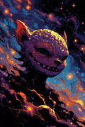 Cosmic Monster Art Print, Vibrant Space Alien Poster, Unique Sci-Fi Wall Decor, Galaxy Stars Illustration
