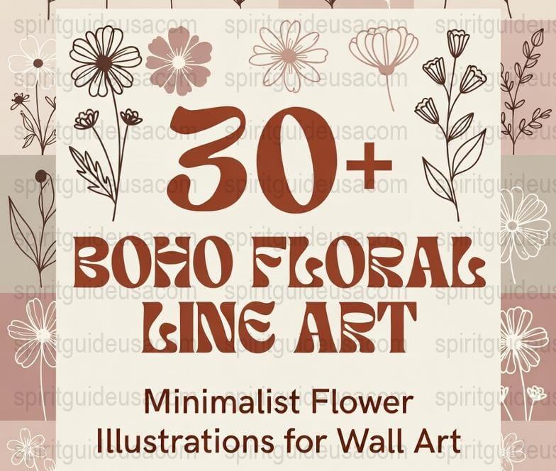 Boho Floral Line Art Illustrations, Minimalist Flower Wall Art, Over 30 Elegant Botanical Prints for Home Decor