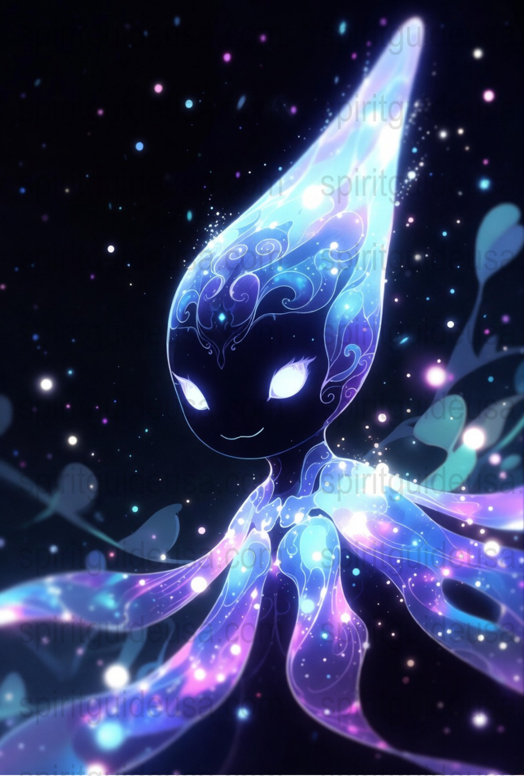 Mystical Cosmic Entity Art Print, Ethereal Space Creature Poster, Fantasy Alien Wall Decor, Nebula Stardust Illustration