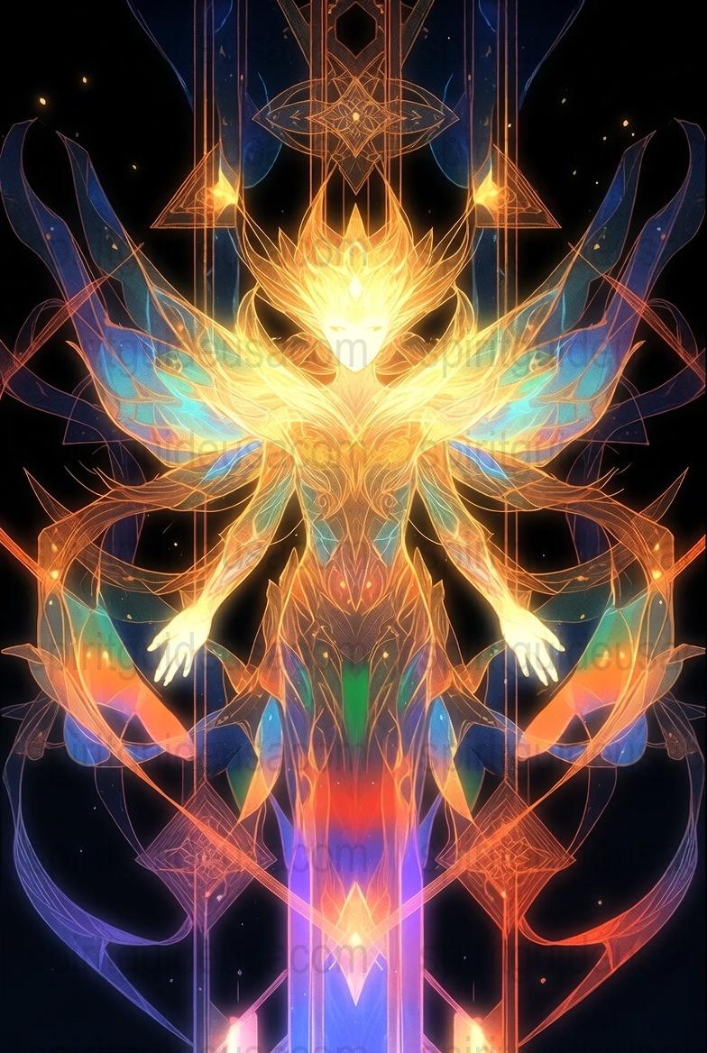 Mystical Phoenix Art Print, Vibrant Fire Bird Poster, Fantasy Wall Decor, Colorful Mythological Digital Artwork