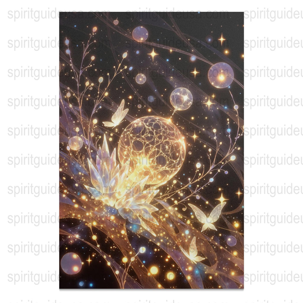 Mystical Dreamcatcher Canvas Print, Celestial Wall Art with Stars and Bubbles, Boho Decor for Home and Living Room
