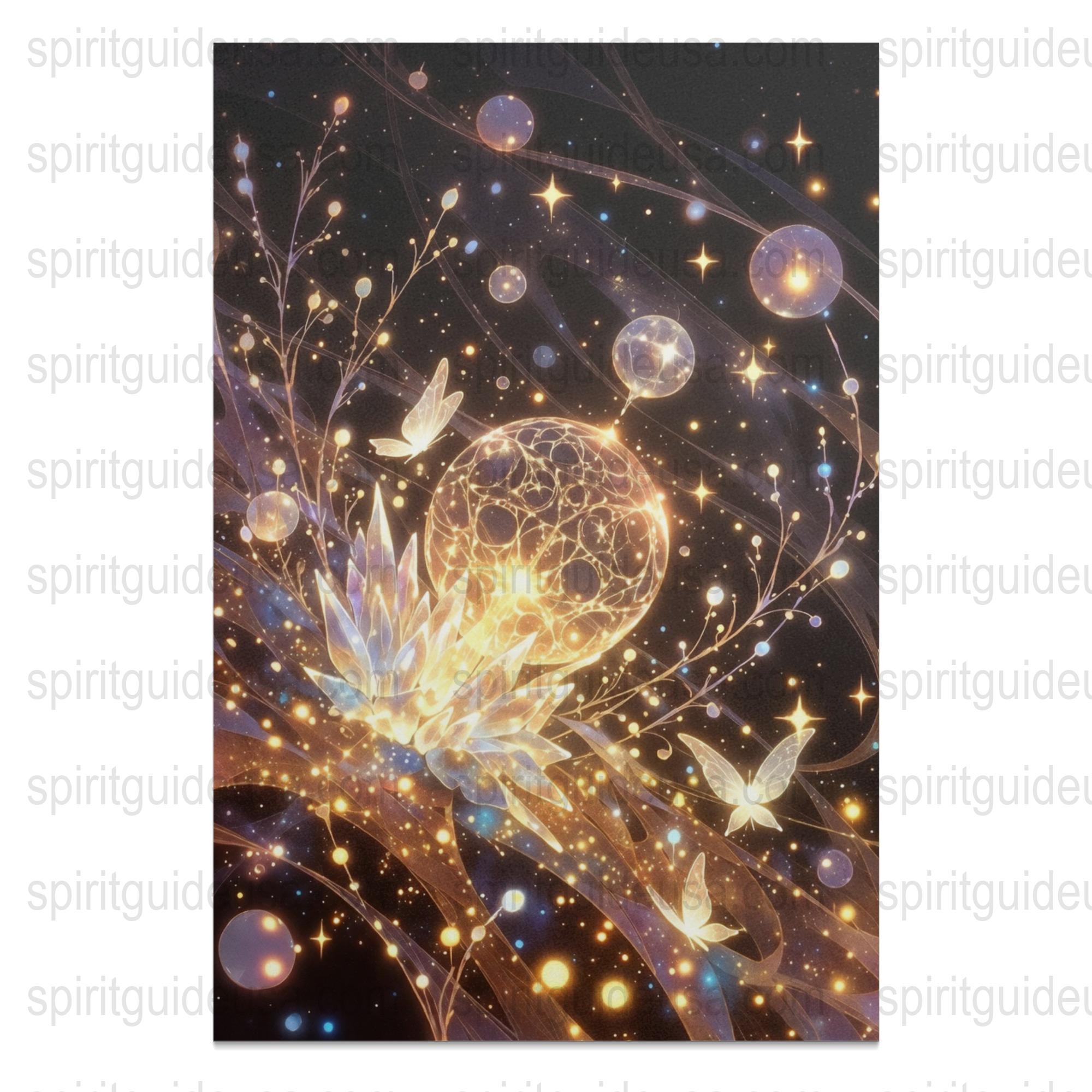 Mystical Dreamcatcher Canvas Print, Celestial Wall Art with Stars and Bubbles, Boho Decor for Home and Living Room