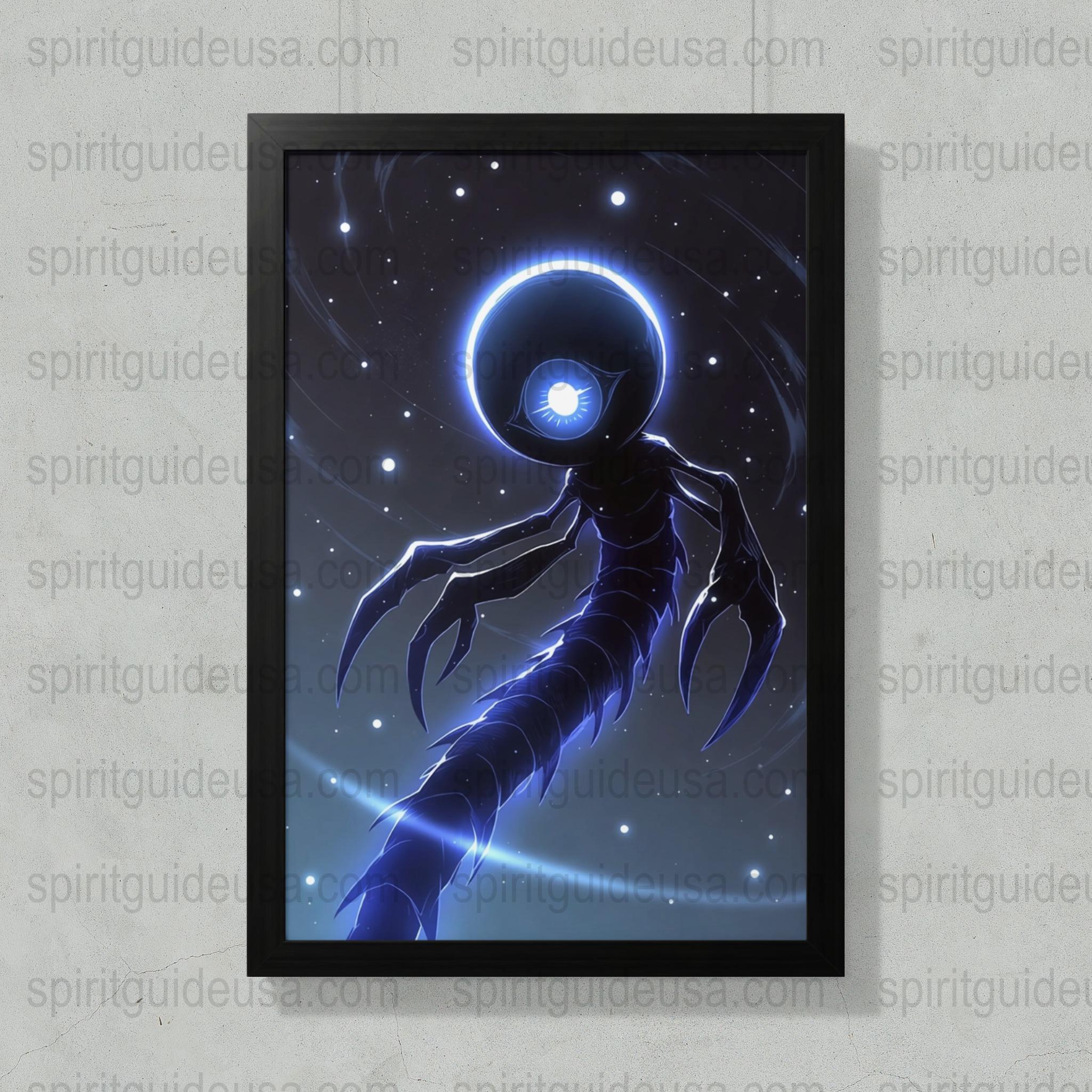 Mystical Alien Creature Poster, Cosmic Space Art, Sci-Fi Wall Decor, Astral Being Print, Stargazing Room Decoration, Unique Galactic Artwork