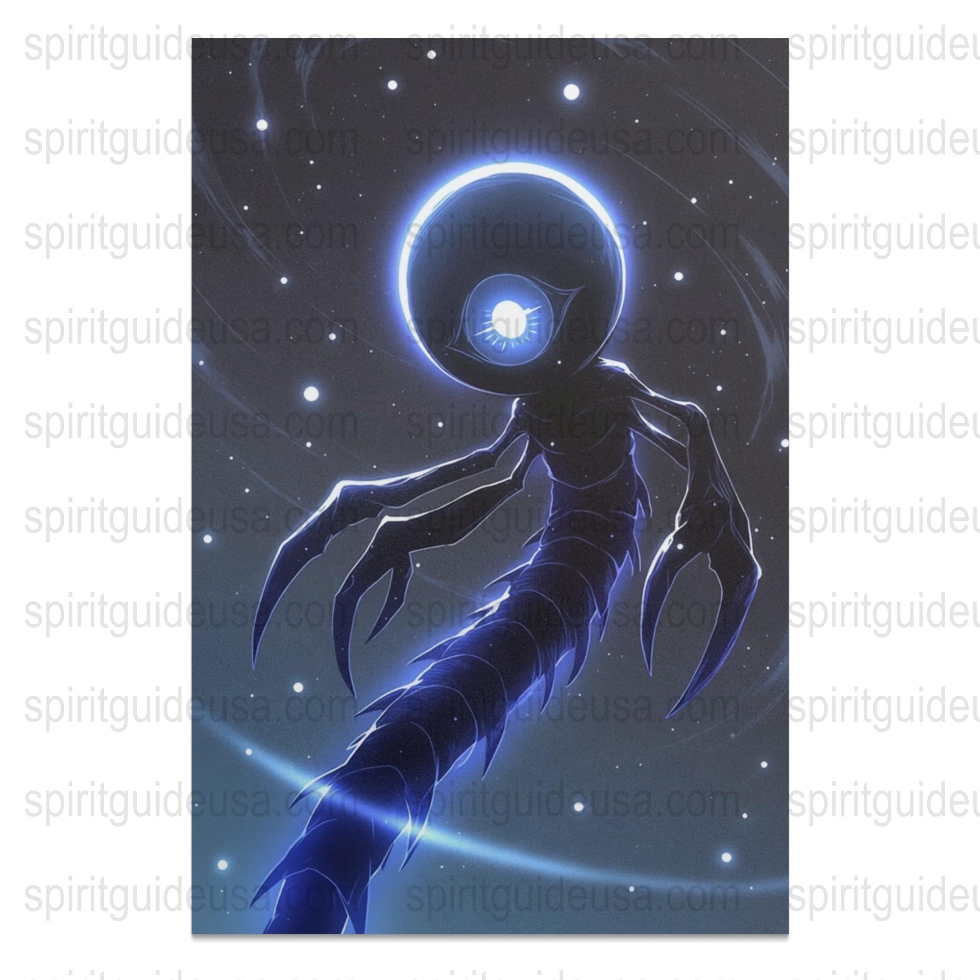 Mystical Blue Space Entity Poster, Cosmic Wall Art, Alien Nebula Illustration, Sci-Fi Decor, Unique Galactic Print, Fantasy Artwork