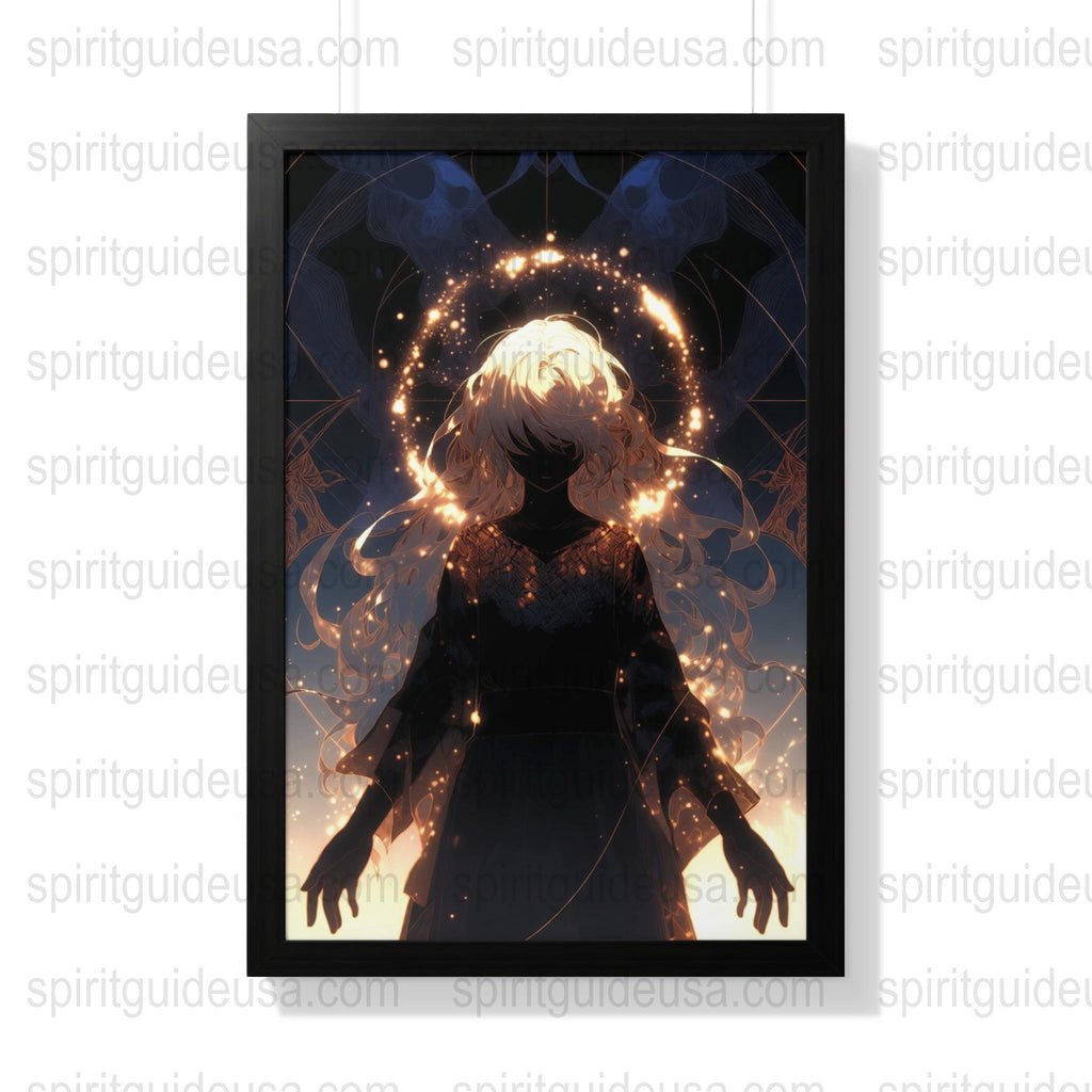 Mystical Art Print, Angelic Silhouette Poster, Fantasy Wall Decor, Spiritual Bedroom Artwork