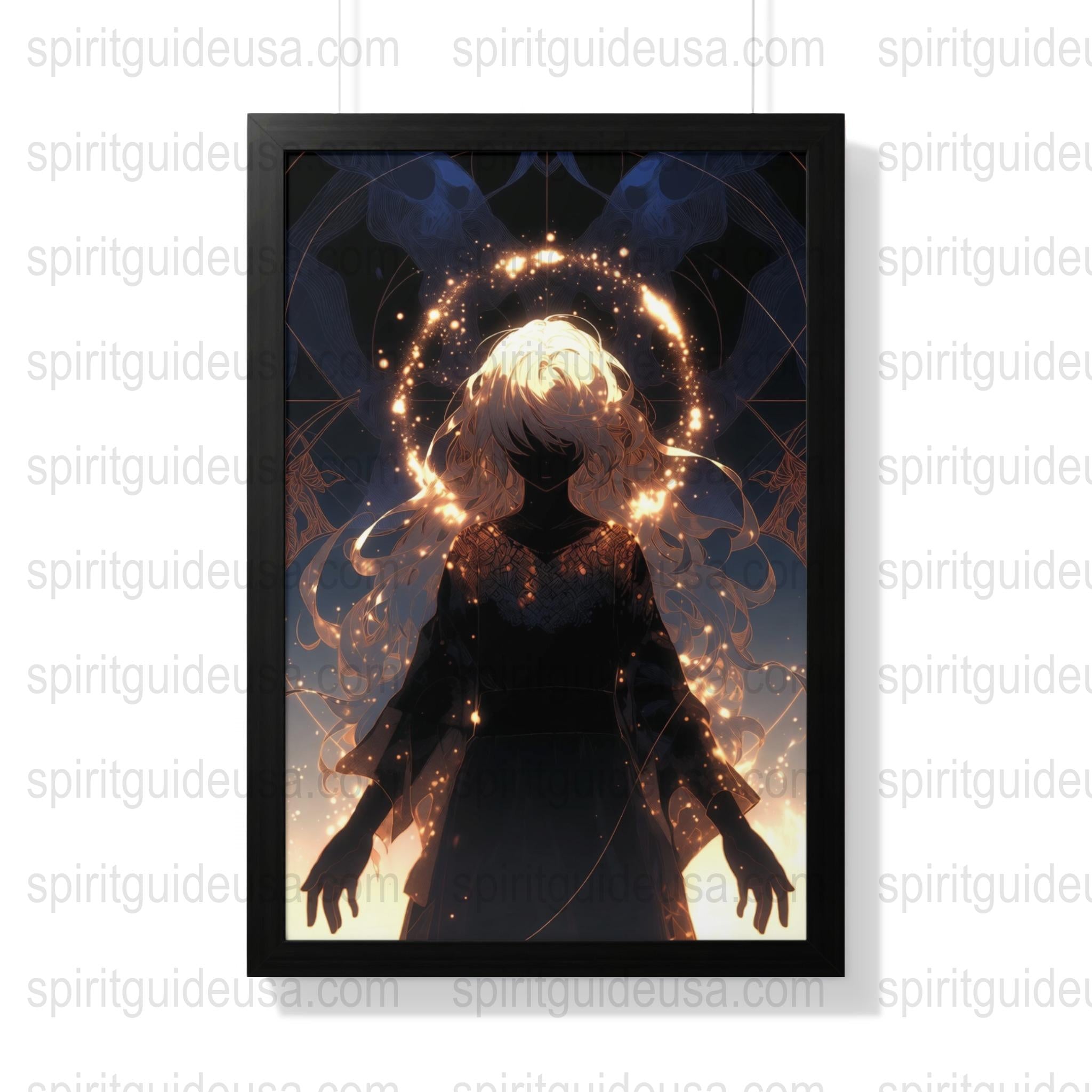 Mystical Art Print, Angelic Silhouette Poster, Fantasy Wall Decor, Spiritual Bedroom Artwork