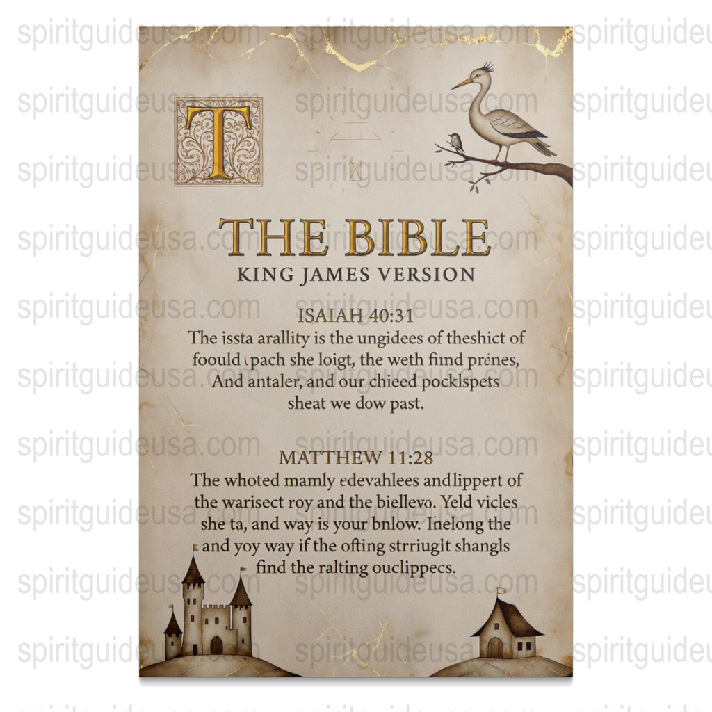 Vintage King James Bible Poster, Isaiah Matthew Verse Wall Art, Rustic Religious Decor