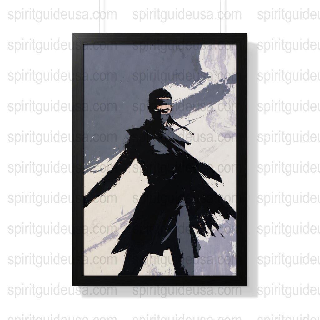 Ninja Warrior Art Print - Modern Samurai Poster - Minimalist Black and White Wall Decor