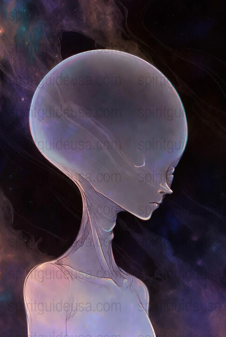 Alien Art Print, Cosmic Being Illustration, Sci-Fi Wall Decor, Surreal Extraterrestrial Poster, Unique Space Themed Artwork, Home Decor