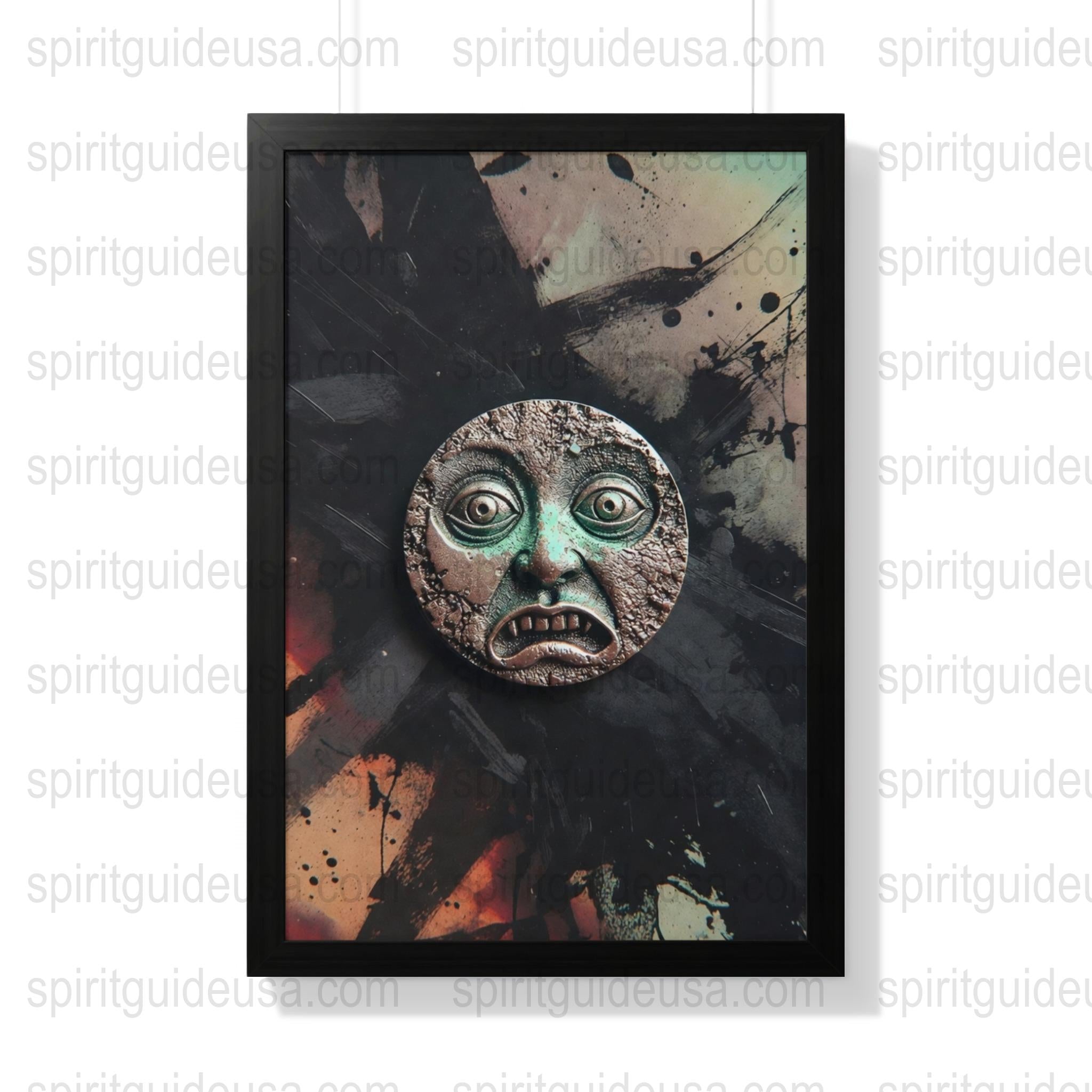 Abstract Art Print, Colorful Surreal Mask Painting, Framed Wall Decor, Unique Home Decoration, Expressive Face Artwork