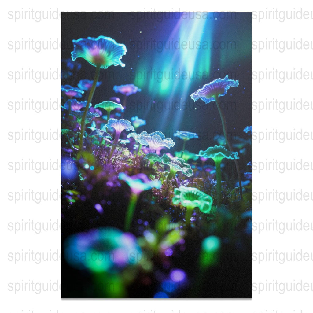 Bioluminescent Mushroom Art Print, Fantasy Forest Wall Decor, Magical Neon Glow, Nature Inspired Home Decoration