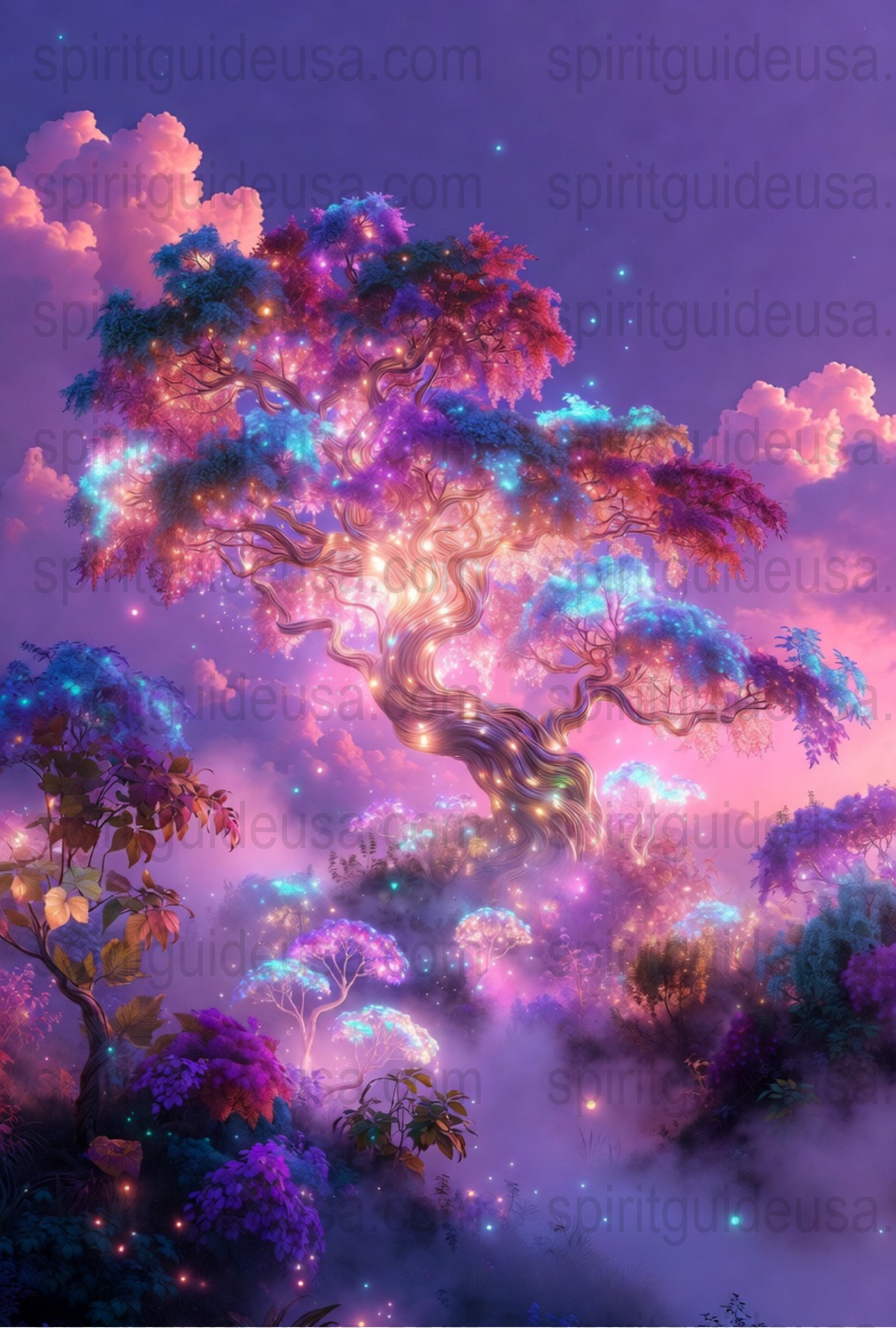 Enchanted Forest Night Light-Up LED Canvas Art, Magical Tree Wall Decor, Mystical Landscape Painting for Home