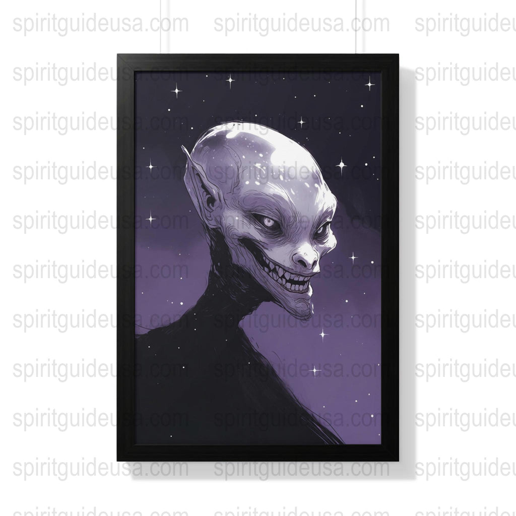Creepy Alien Skull Art Print, Spooky Extraterrestrial Head Poster, Dark Galactic Decor, Unique Sci-Fi Wall Art, Halloween Gift Idea