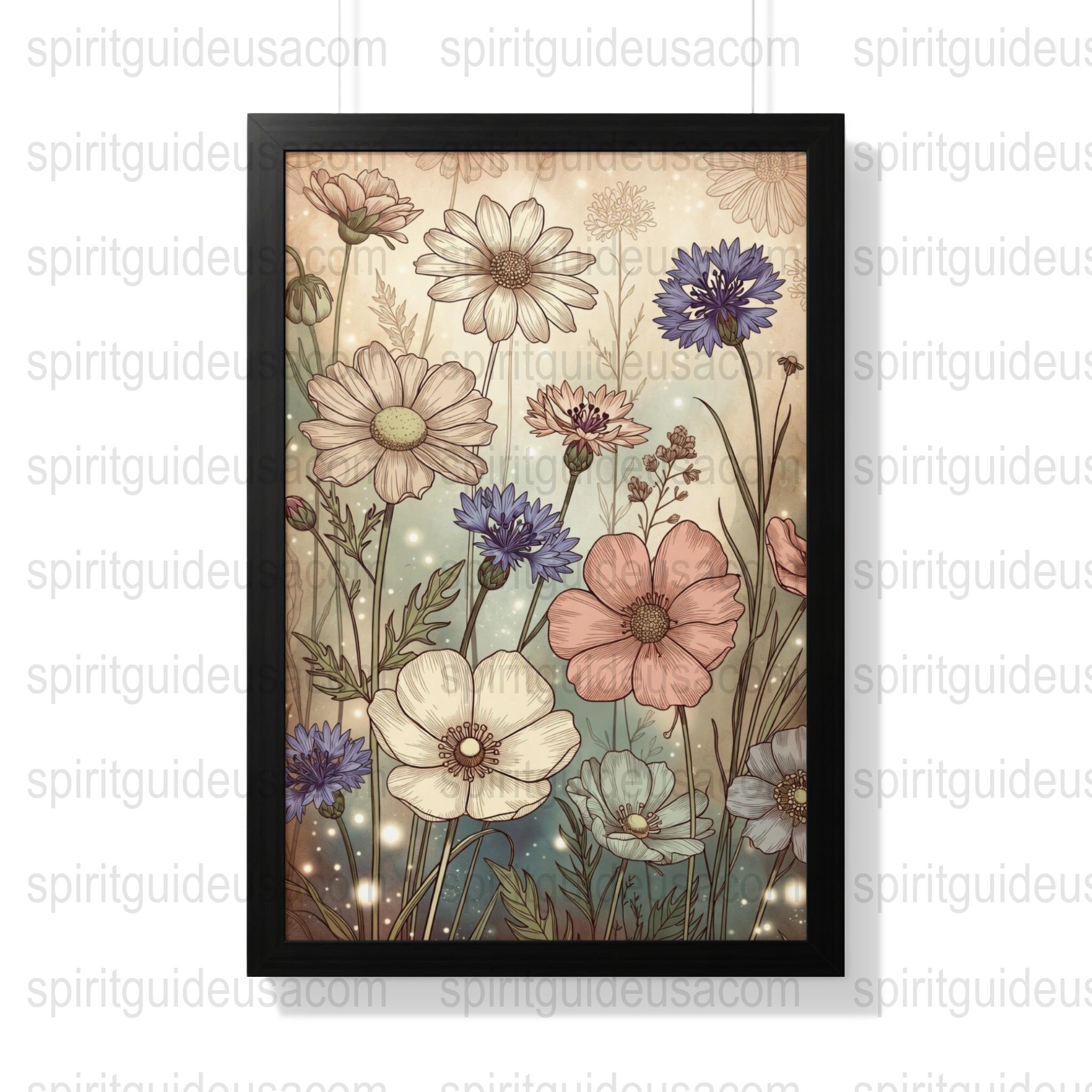 Vintage Floral Art Print, Botanical Wall Decor, Aesthetic Flowers Poster, Rustic Home Decoration