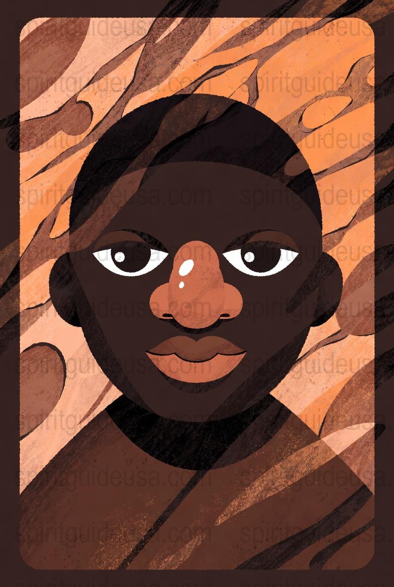 Abstract African Art Print, Brown and Orange Tones, Modern Wall Decor, Bohemian Style Portrait, Ethnic Home Decoration