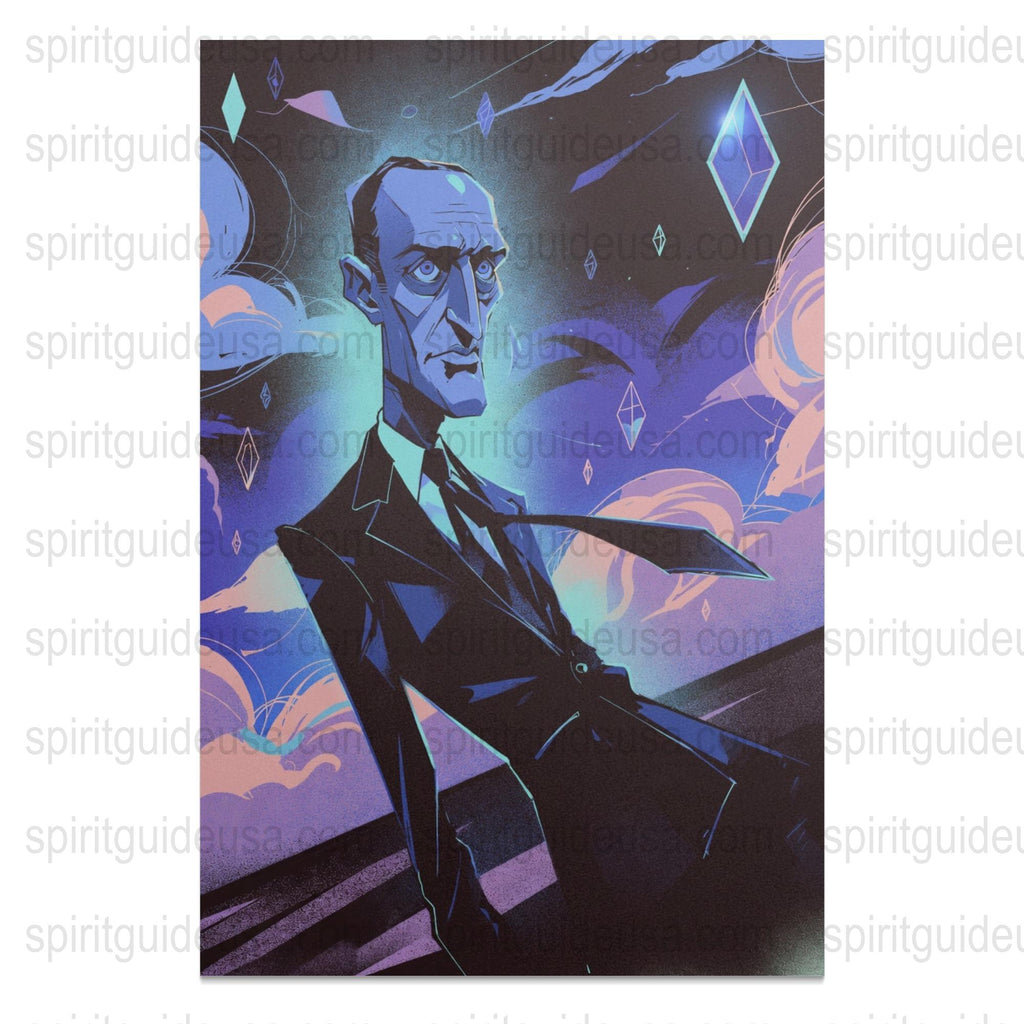 Art Deco Style Vibrant Blue and Purple Abstract Portrait Poster, Modern Wall Art Decor, Unique Geometric Illustration