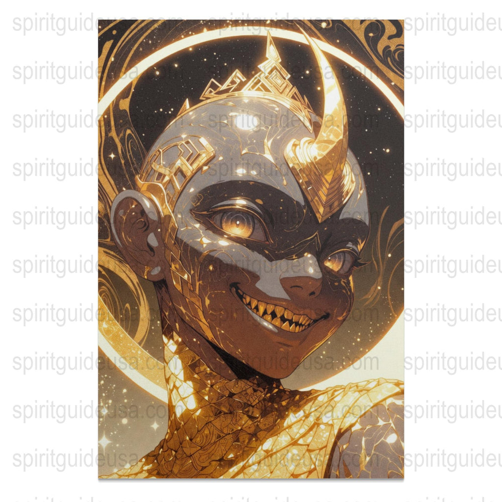 Fantasy Art Print, Golden Warrior Illustration, Mythical Character Poster, Unique Wall Decor, Gift Idea