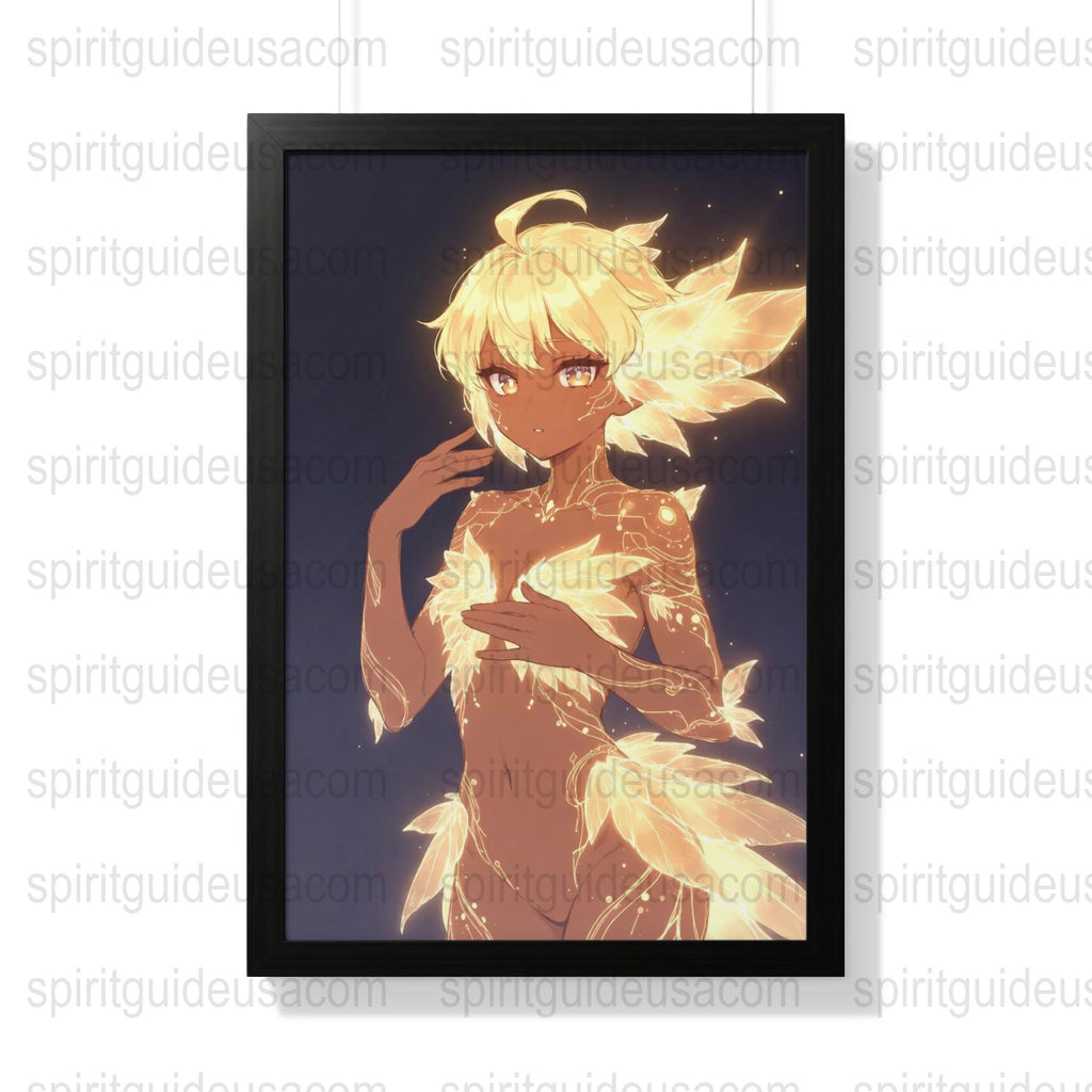Anime Style Glowing Fox Girl Art Print, Fantasy Poster, Decorative Wall Hanging, Vibrant Colors, Collectible Artwork