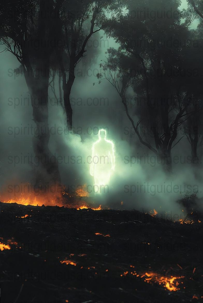 Mystical Forest Fire Art Print, Ethereal Forest Spirit Poster, Moody Nature Wall Decor, Hauntingly Beautiful Home Decoration