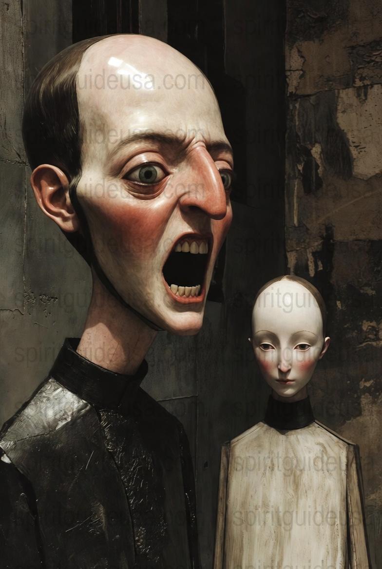 Surreal Horror Art Print, Creepy Man and Child Portrait, Dark Gothic Wall Decor, Unique Halloween Artwork, Spooky Interior Design Piece