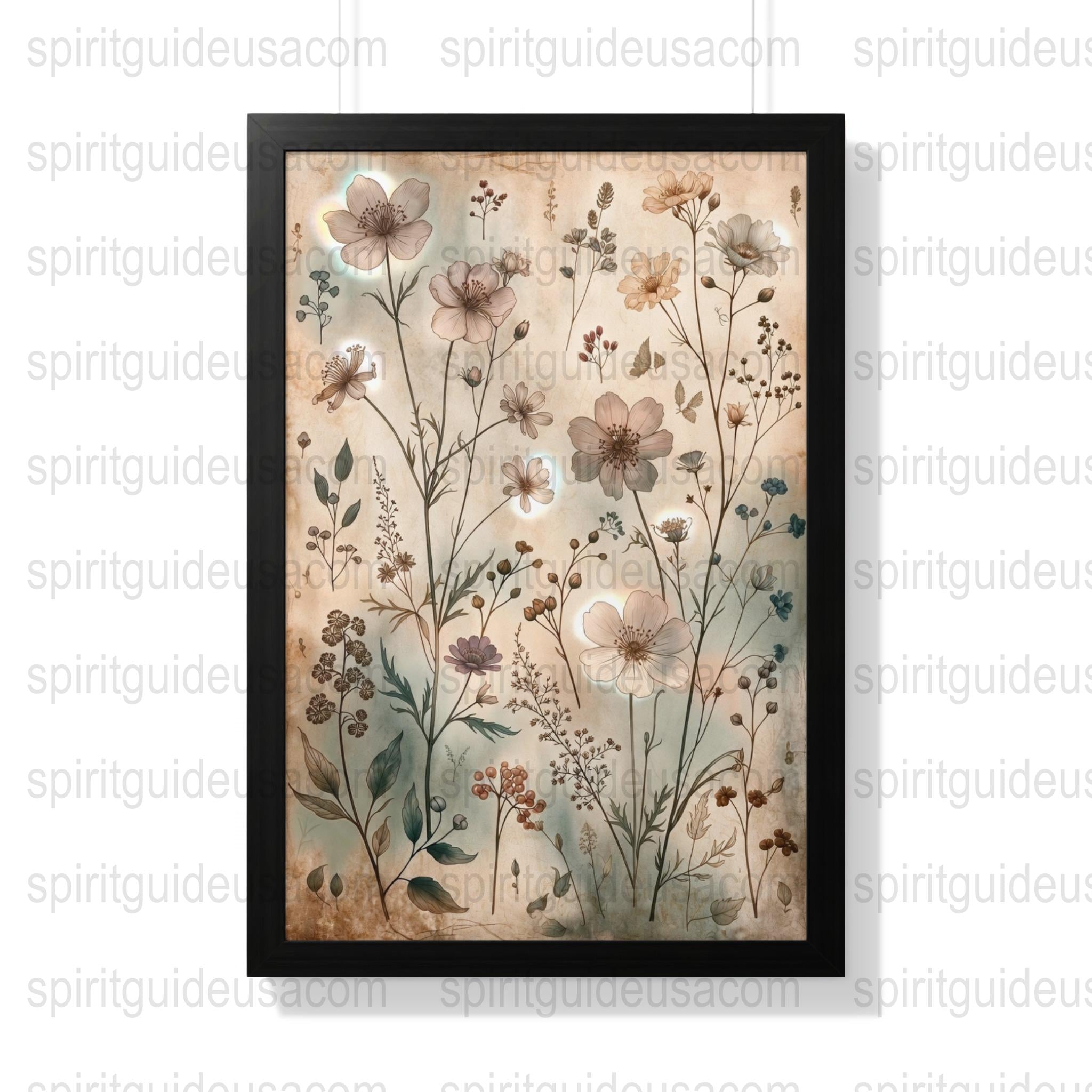 Vintage Botanical Wall Art, Floral Print Decor, Antique Flower Illustration, Framed Nature Poster for Home