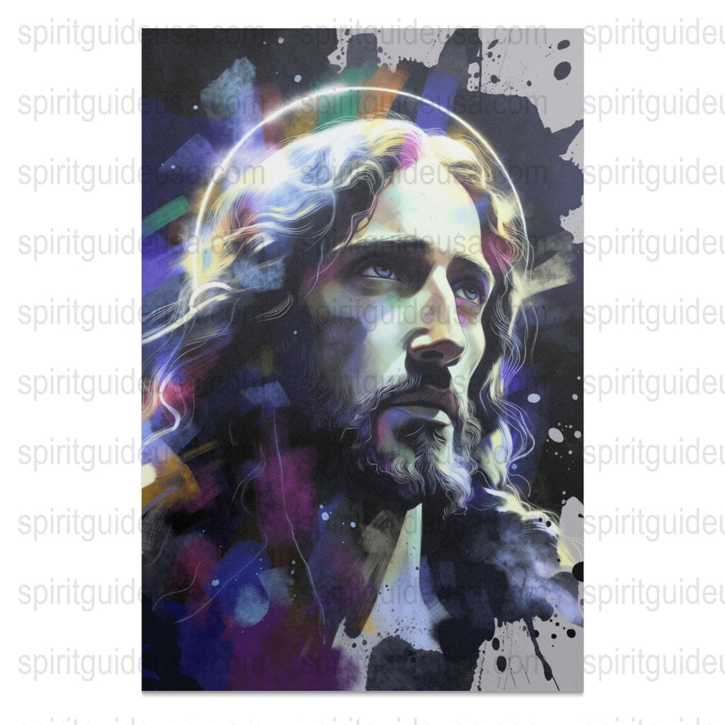Colorful Cosmic Jesus Portrait, Spiritual Art Print, Religious Wall Decor, Christian Gifts, Vibrant Church Artwork, Inspirational Canvas