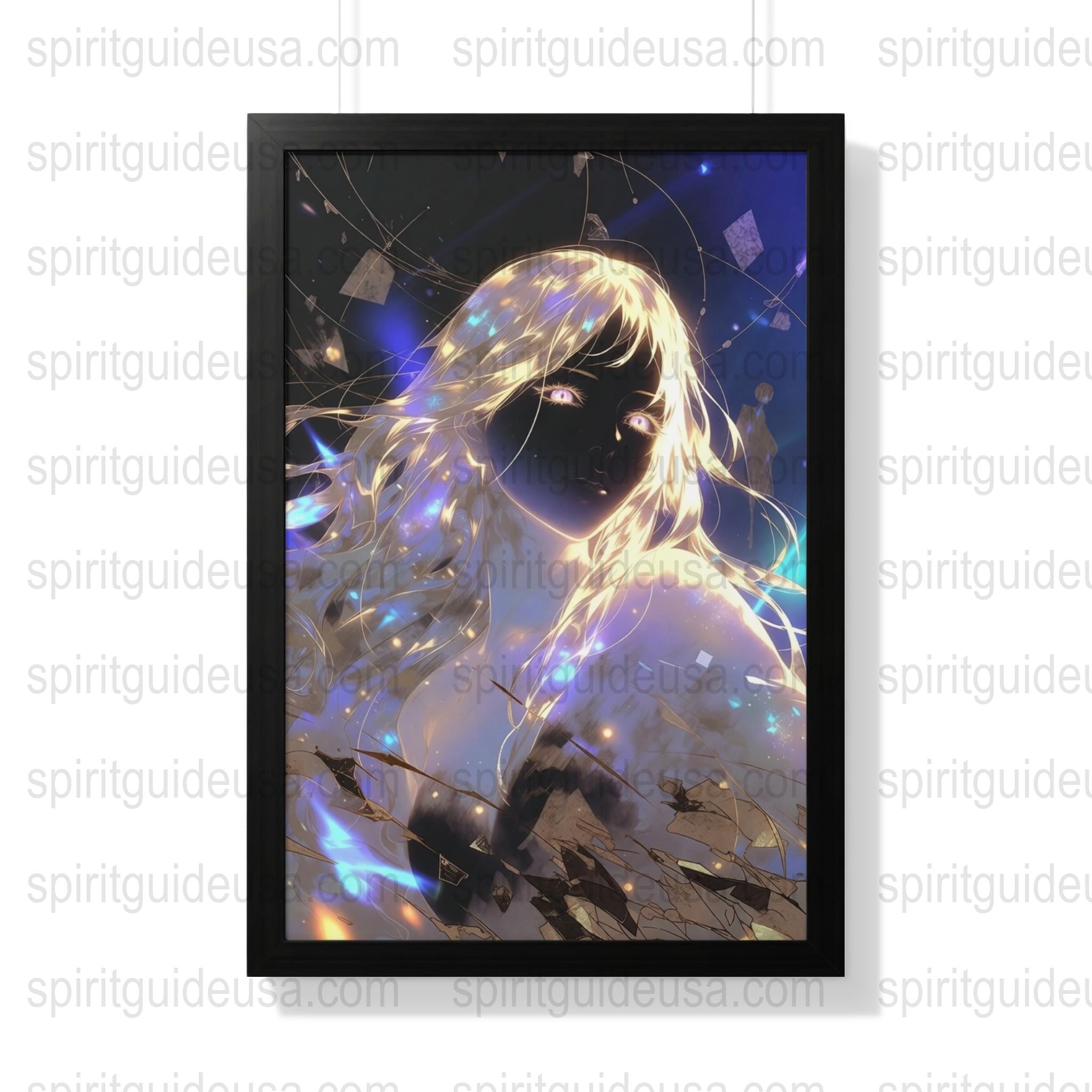 Anime Girl Poster, Fantasy Art Print with Light Effects, Decorative Wall Art for Bedroom, Unique Gift Idea