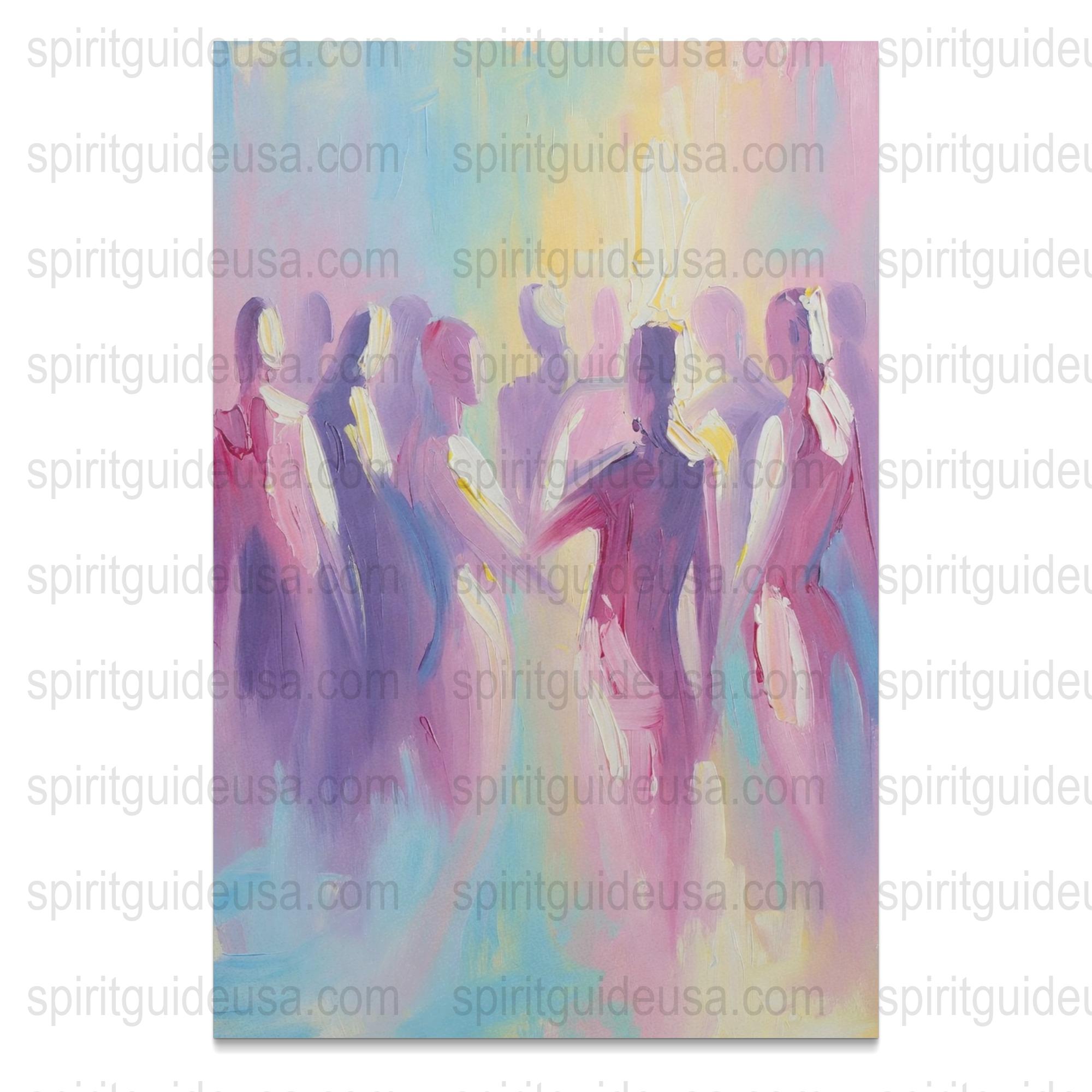 Abstract Angel Painting, Colorful Spiritual Art, Ethereal Figures Canvas Print, Home Decor Wall Art, Mystical Artwork, Gift Idea, Large Size