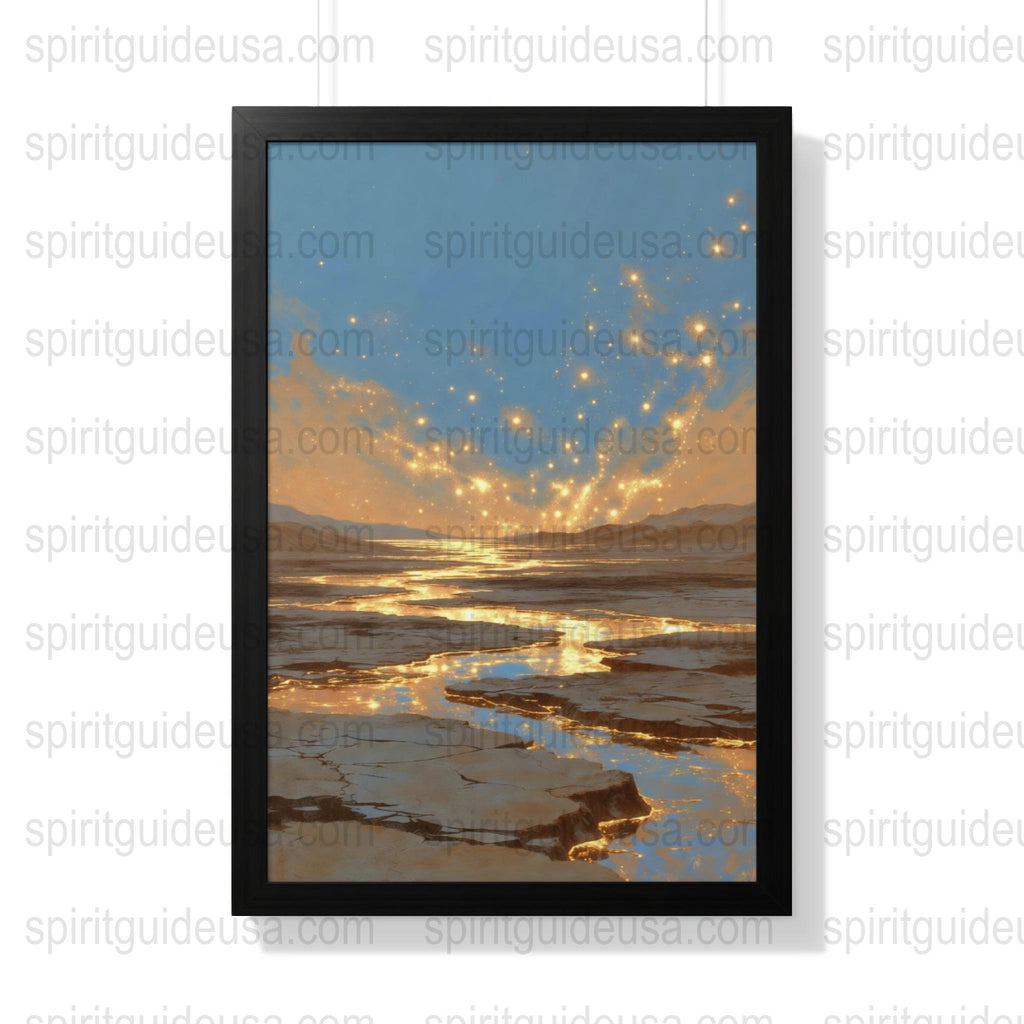 Sunset Landscape Art Print, Warm Golden Beach Scene Wall Decor, Modern Home Aesthetic Poster