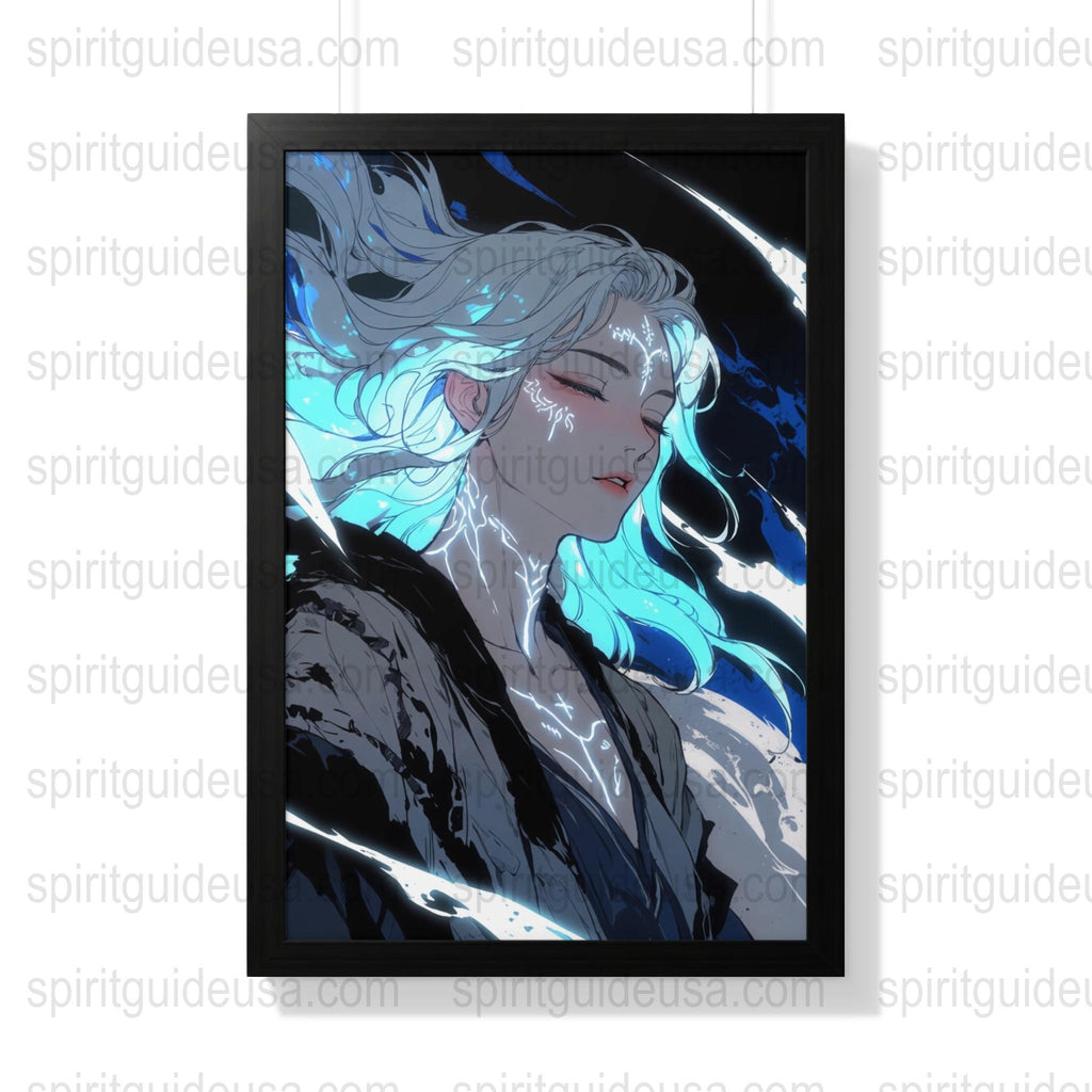 Anime Wall Art Print, Cool Blue Toned Manga Girl Poster, Decorative Modern Bedroom Artwork, Unique Gift Idea for Anime Fans.