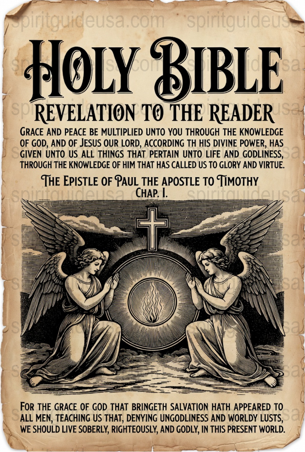 Vintage Holy Bible Page Replica, Religious Wall Art, Angelic Script Print, Spiritual Home Decor, Antique Scripture Poster