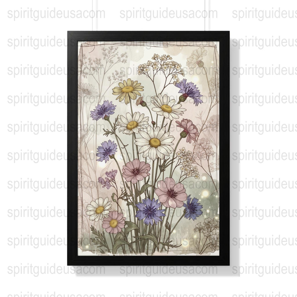 Vintage Floral Art Print, Botanical Wall Decor, Framed Flower Illustration, Elegant Home Decoration