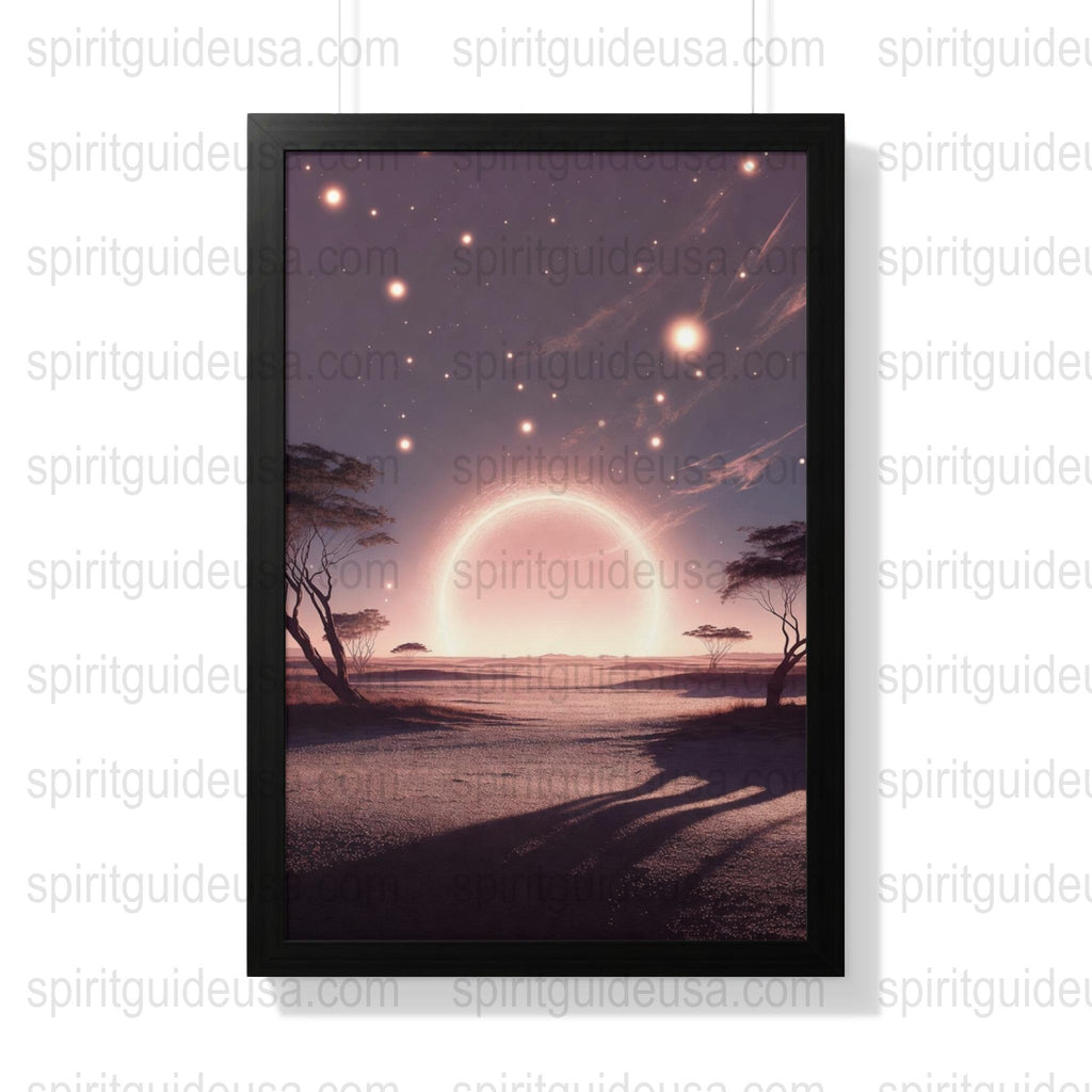 Mystical Landscape Poster, African Savannah Sunset, Spiritual Wall Art, Nature Print Decor
