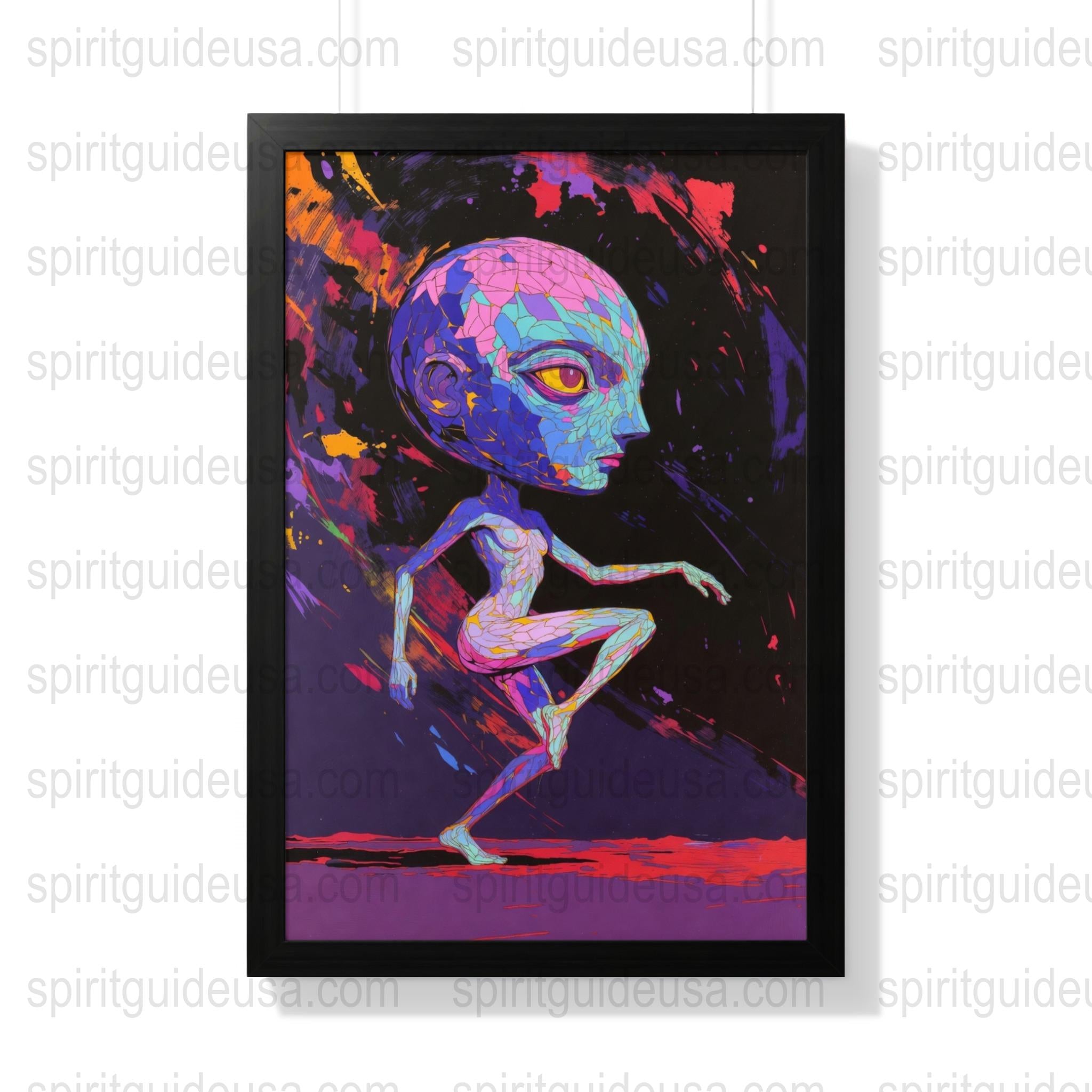 Colorful Alien Art Print, Vibrant Extraterrestrial Canvas, Modern UFO Wall Decor, Sci-Fi Home Decoration, Unique Galactic Poster