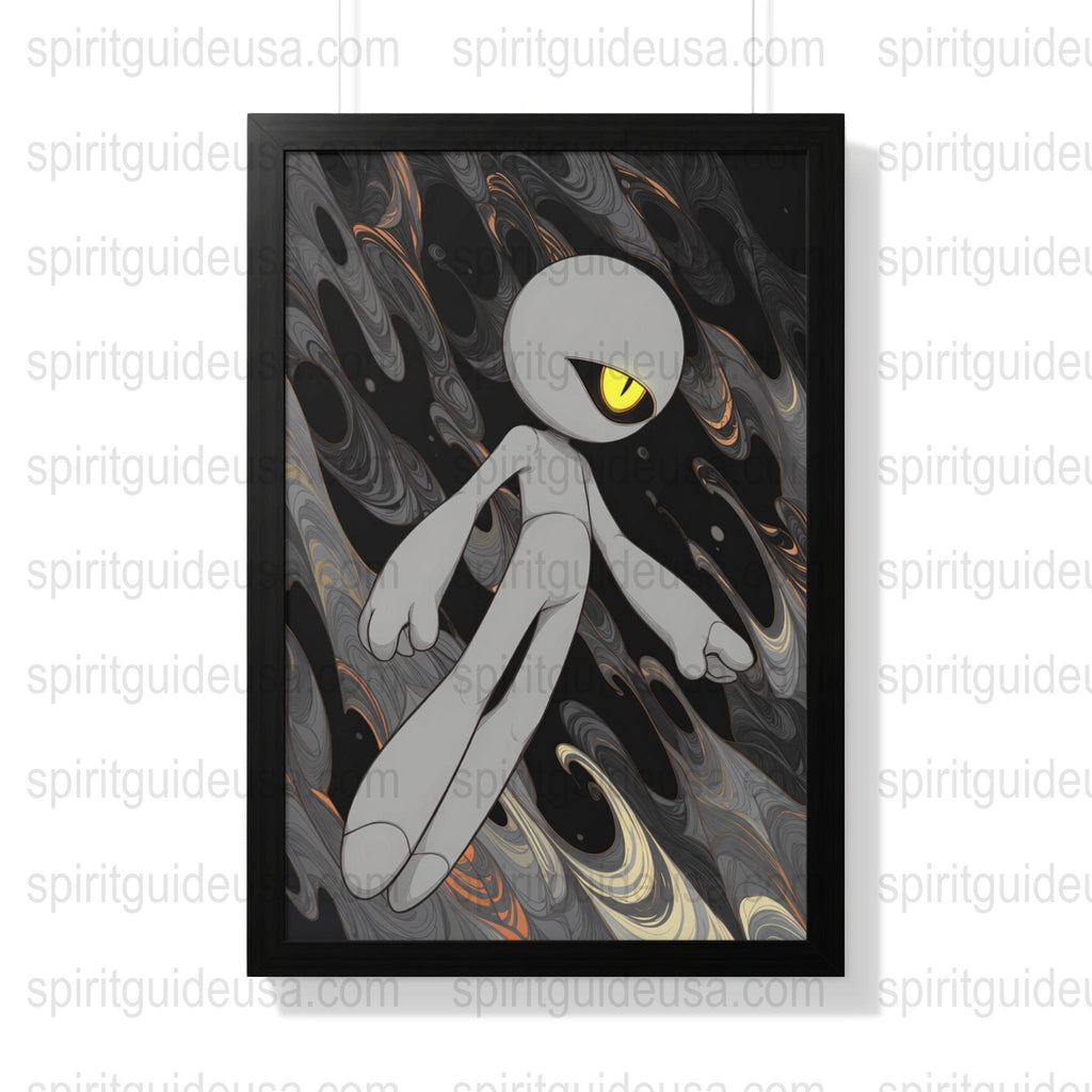 Abstract Skeleton Art Print, Modern Surreal Wall Decor, Black and Gray Poster, Unique Gothic Home Decoration, Framed Ready to Hang