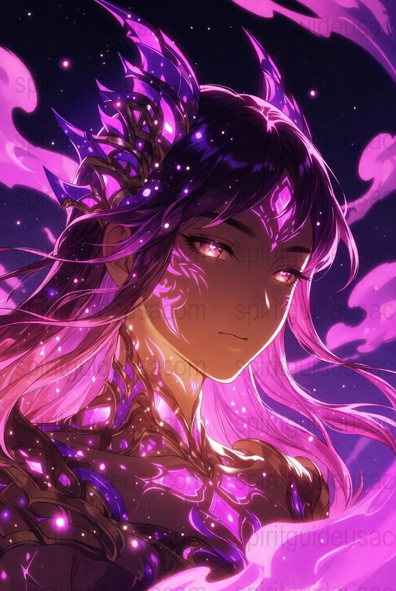 Fantasy Anime Art Print, Ethereal Purple Warrior Elf Poster, Magical Home Decor, Wall Art, Collector's Item, Unique Illustration