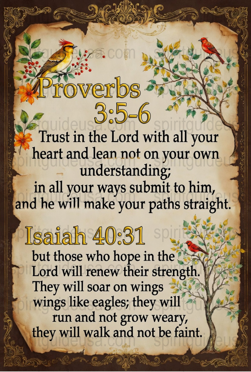 Vintage Proverbs and Isaiah Scripture Art, Religious Wall Decor, Inspirational Bible Verses Poster, Christian Home Decoration, Spiritual