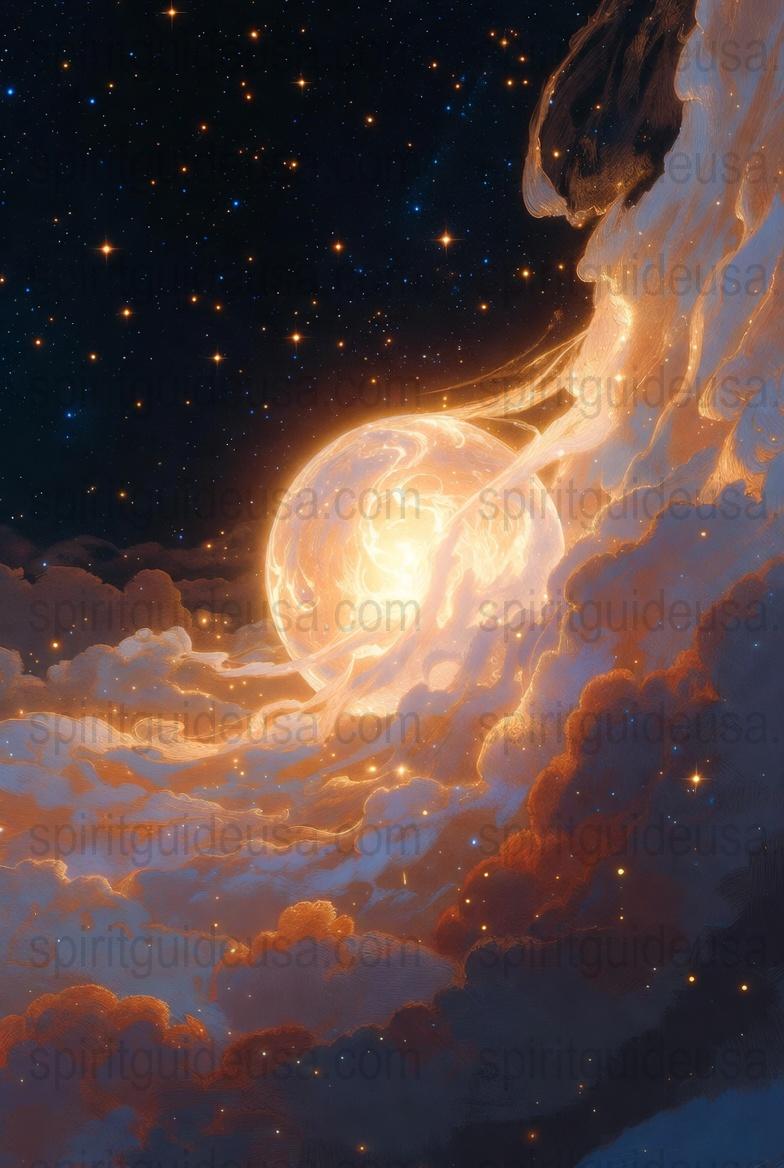 Celestial Moon Art Print, Cosmic Space Stars Poster, Ethereal Astral Wall Decor, Spiritual Canvas for Bedroom or Living Room