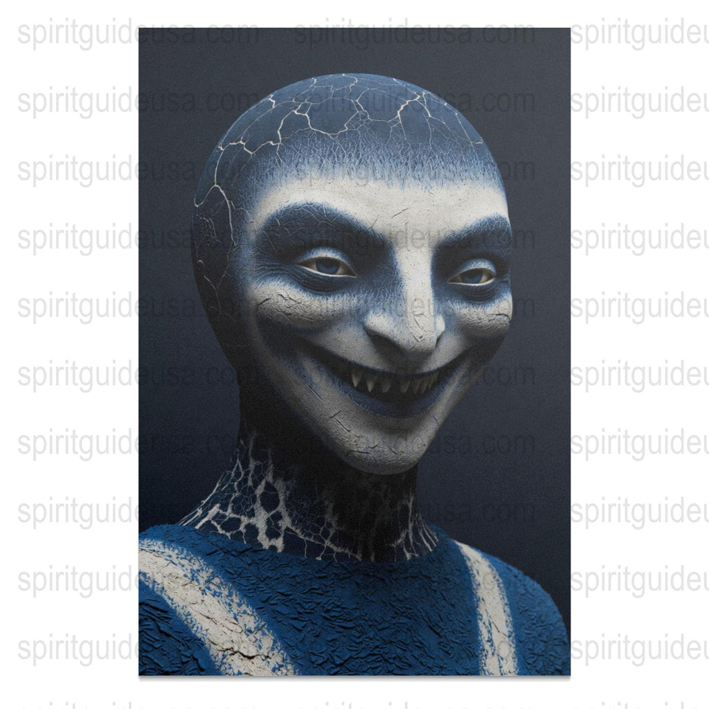 Creepy Blue Mask Wall Art, Dark Fantasy Scary Face Print, Halloween Decor, Unique Horror Collectible, Textured Photo Canvas