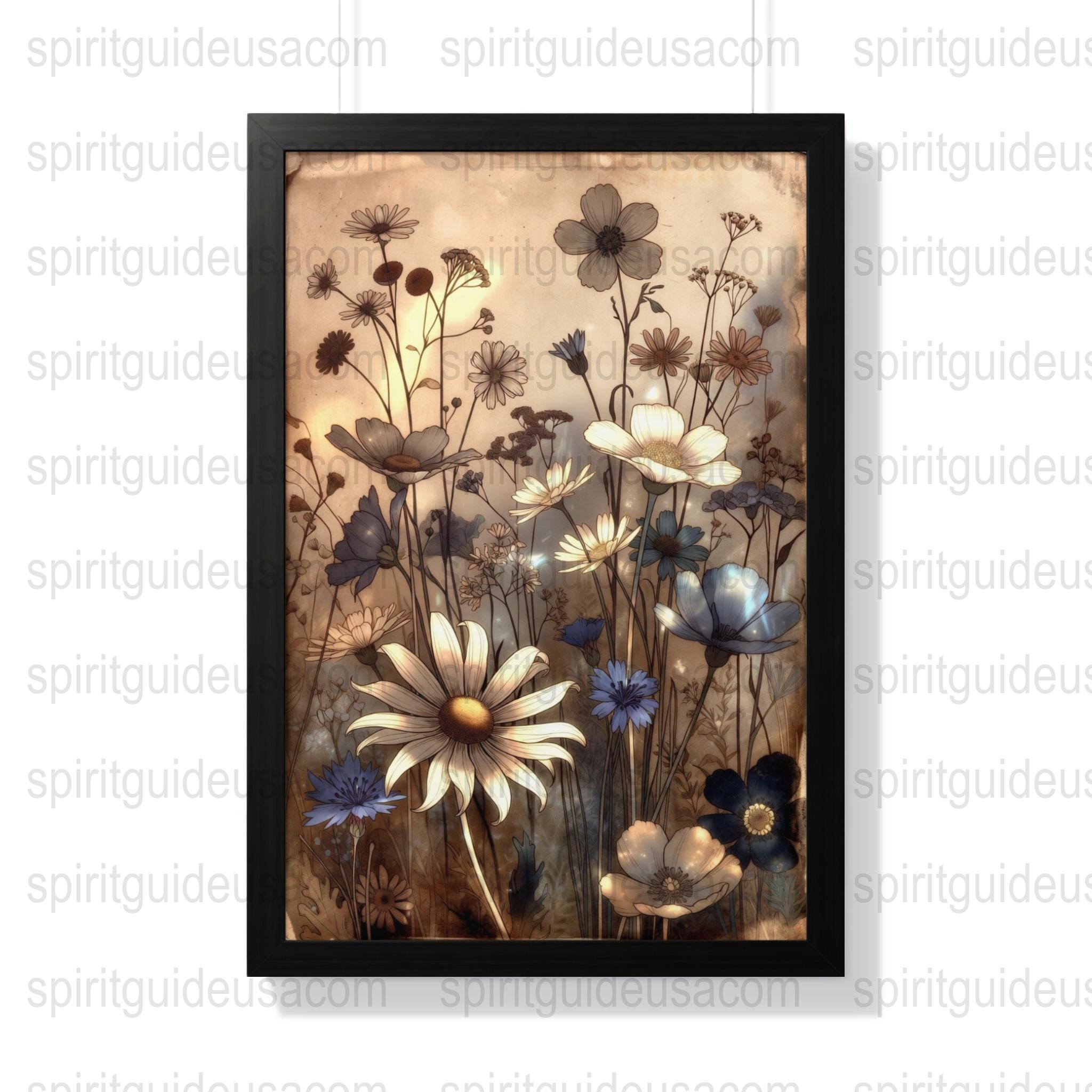 Vintage Floral Art Print, Botanical Wall Decor, Rustic Flower Illustration, Home Decoration