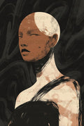 Abstract Female Portrait Art Print, Modern Minimalist Wall Decor, Contemporary Artwork, Earth Tone Colors
