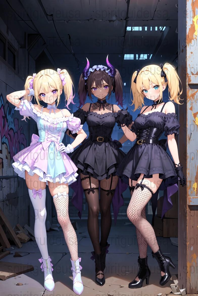 Anime Maid Character Wall Art, Cute Maid Outfit Poster, Gothic Anime Decor, Printable Digital Download