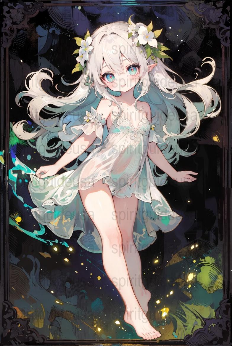 Fantasy Anime Art Print, Enchanting Forest Spirit Girl, Decorative Wall Poster, Mystical Aesthetic Room Decor, Gift for Anime Fans