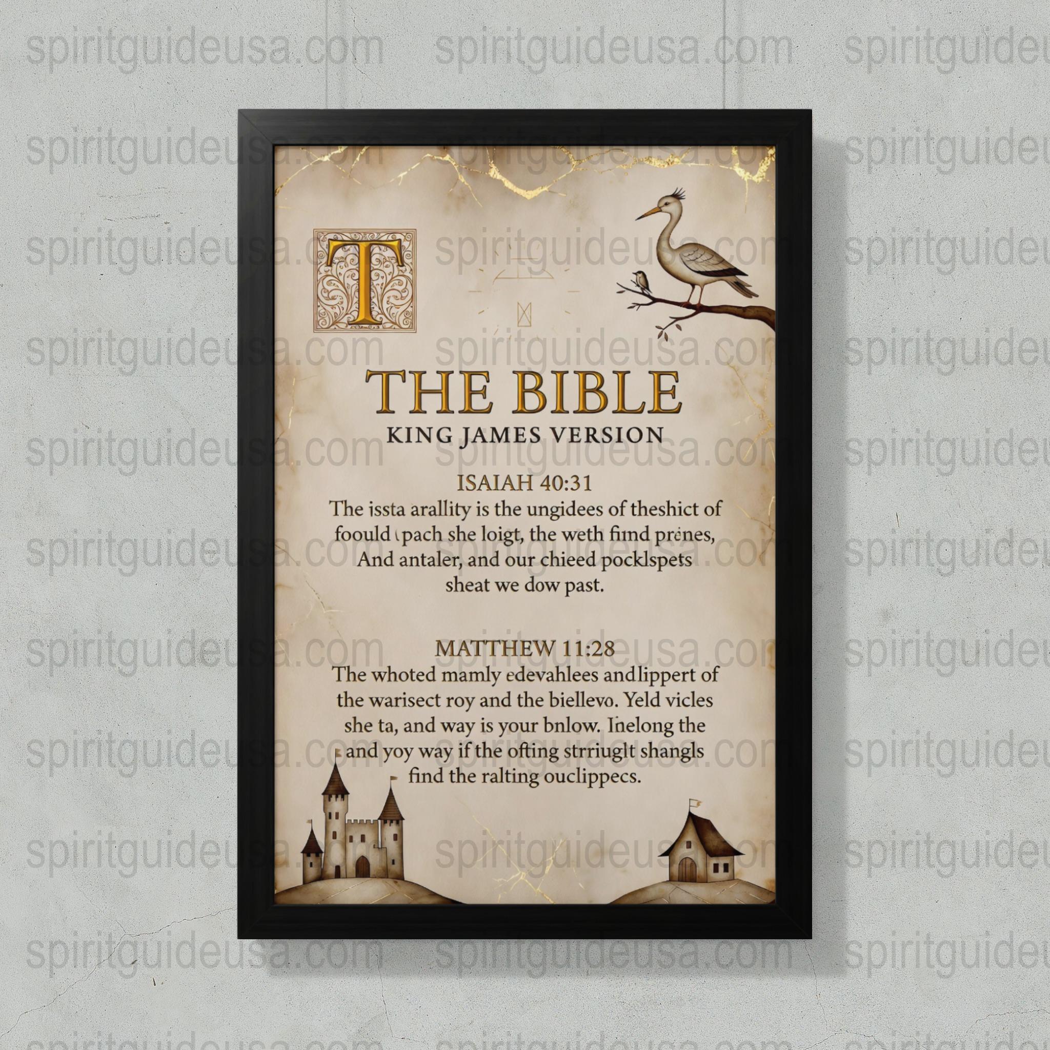 King James Bible Verse Wall Art, Isaiah 40:31 Framed Print, Religious Home Decor, Christian Gift