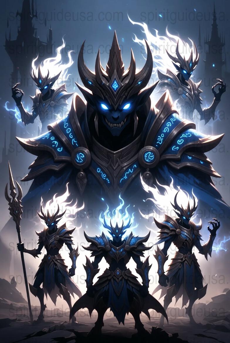 Fantasy Knight Armor Art Print, Blue Glow Dark Warrior Poster, Epic Battle Decor, Game Room Wall Art, Unique Gift for Gamers