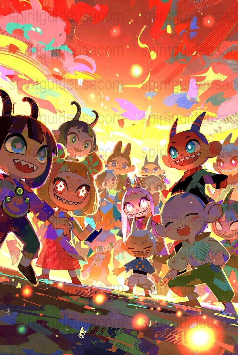 Colorful Anime Style Art Print, Vibrant Fantasy Poster, Kids Room Wall Decor, Gift for Cartoon Lovers