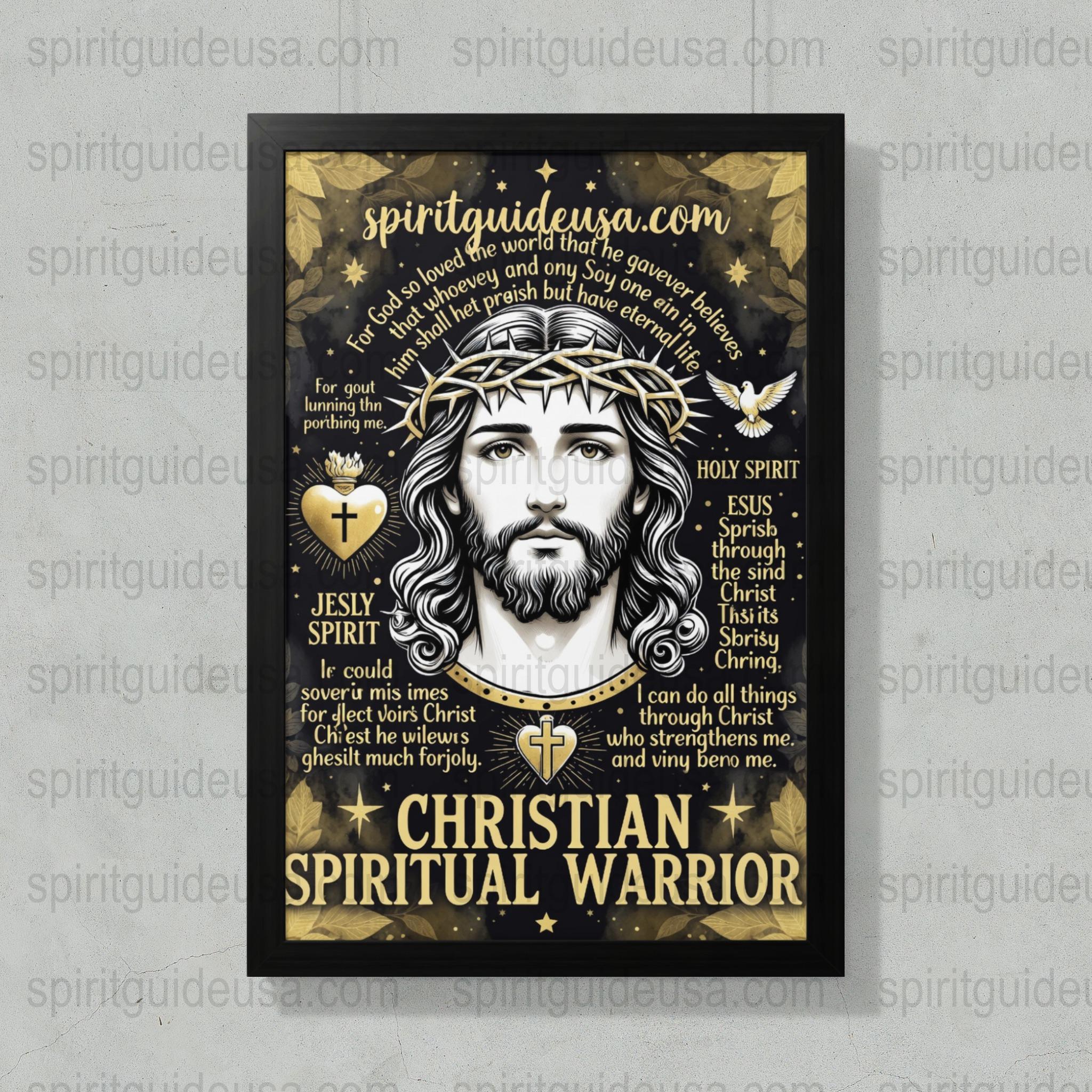 Christian Spiritual Warrior Jesus Holy Spirit Religious Art Poster, Inspirational Home Decor Wall Print
