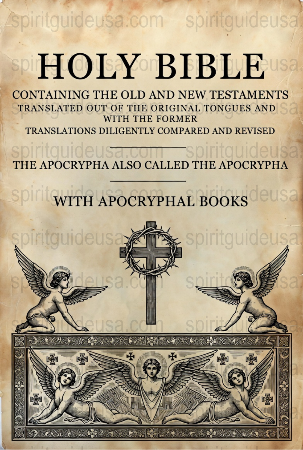 Holy Bible Cover Art, Canvas Print Poster, Canvas Wrap, Digital Download, Angels, Christian Art, Apocrypha, Religious Artwork